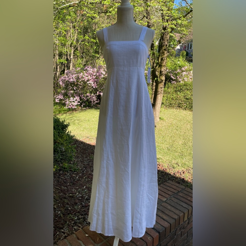 NWT Leighton Linen Tie Back Maxi Dress. White. XS.